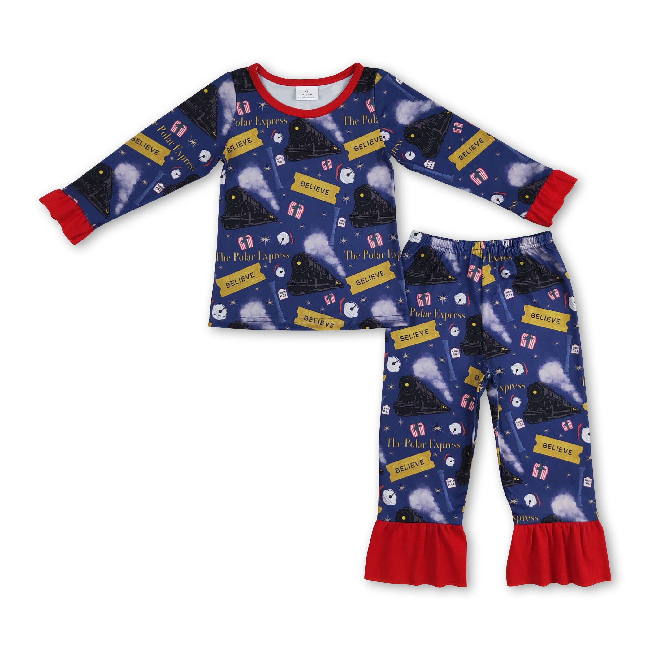 Yawoo Garments - Wholesale Sleepwear Set - Kids - Long sleeves train believe boys Christmas pajamas1