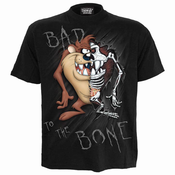 TAZ - BAD 2 D BONE - Front Print T-Shirt Black for wholesale by Spiral