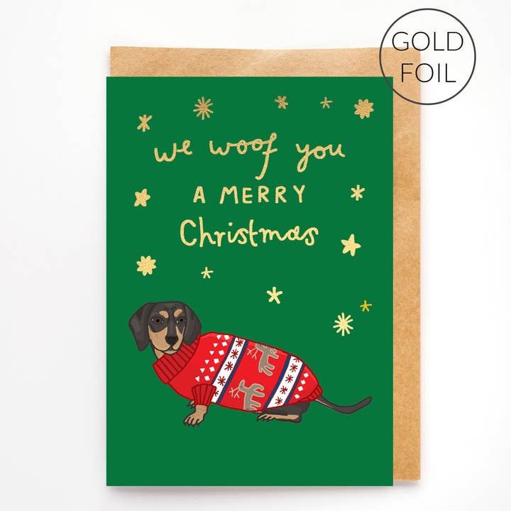 Sausage Dog Christmas Card | Funny Christmas Card for wholesale by You've Got Pen On Your Face