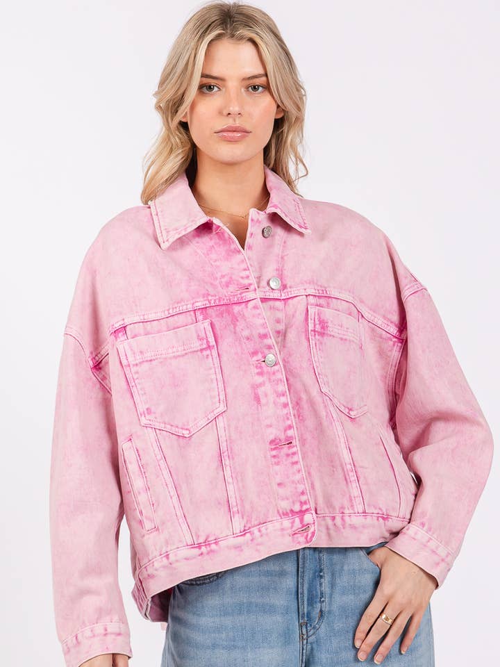 WASHED OVERSIZED DENIM JACKET for wholesale by Sewn and Seen