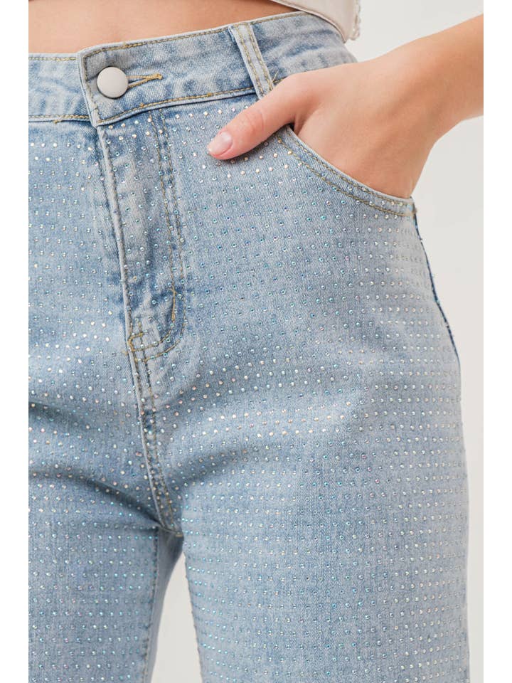 KIWI - Wholesale Jeans - Dames - IP2847 - Stretch spijkerbroek met hotfix strass-steentjes9