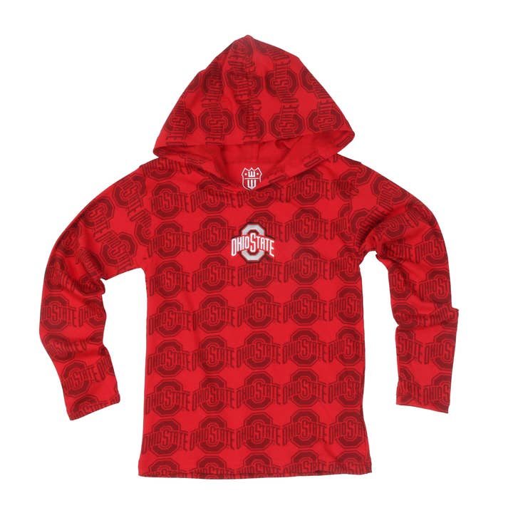 Ohio State Buckeyes Youth Allover Print Hoodie for wholesale by Wes and Willy