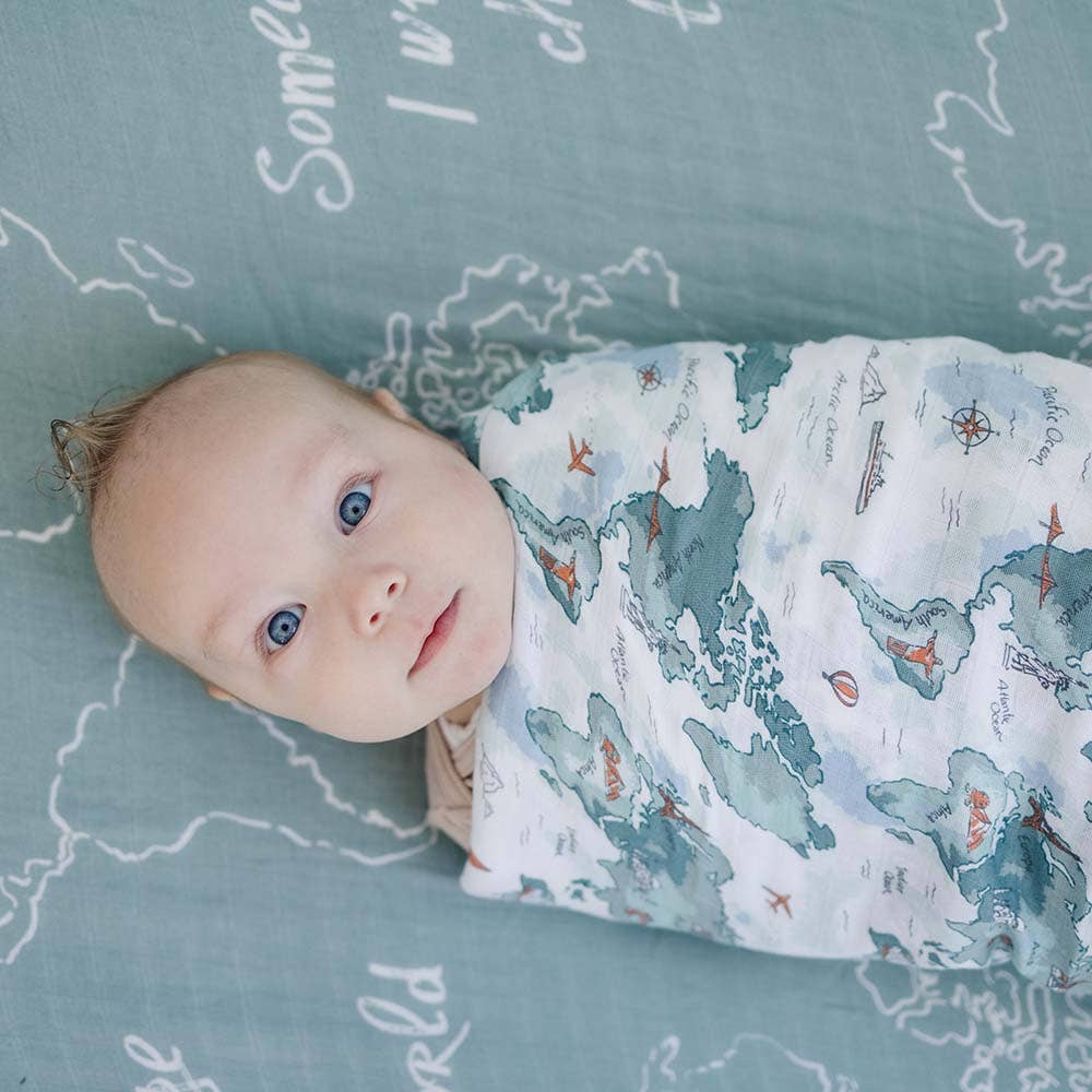 Bebe au Lait - Wholesale Swaddle Set - Baby - World Map + Someday Oh-So-Soft Muslin Swaddle Blanket Set4