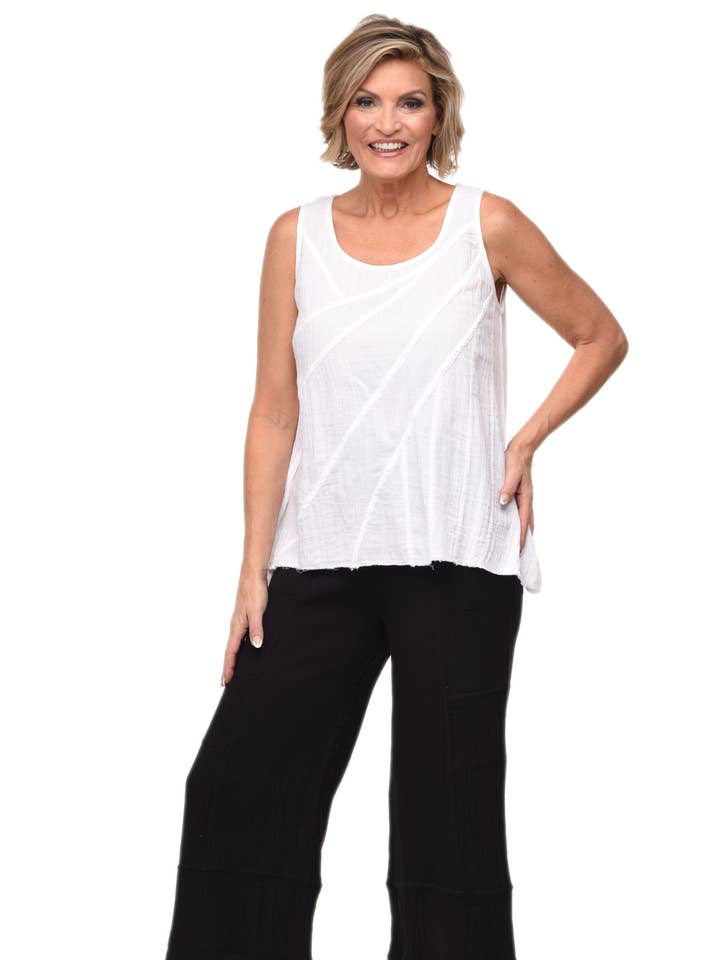 VCG526 Lissa Tank in White* for wholesale by Tulip Clothing