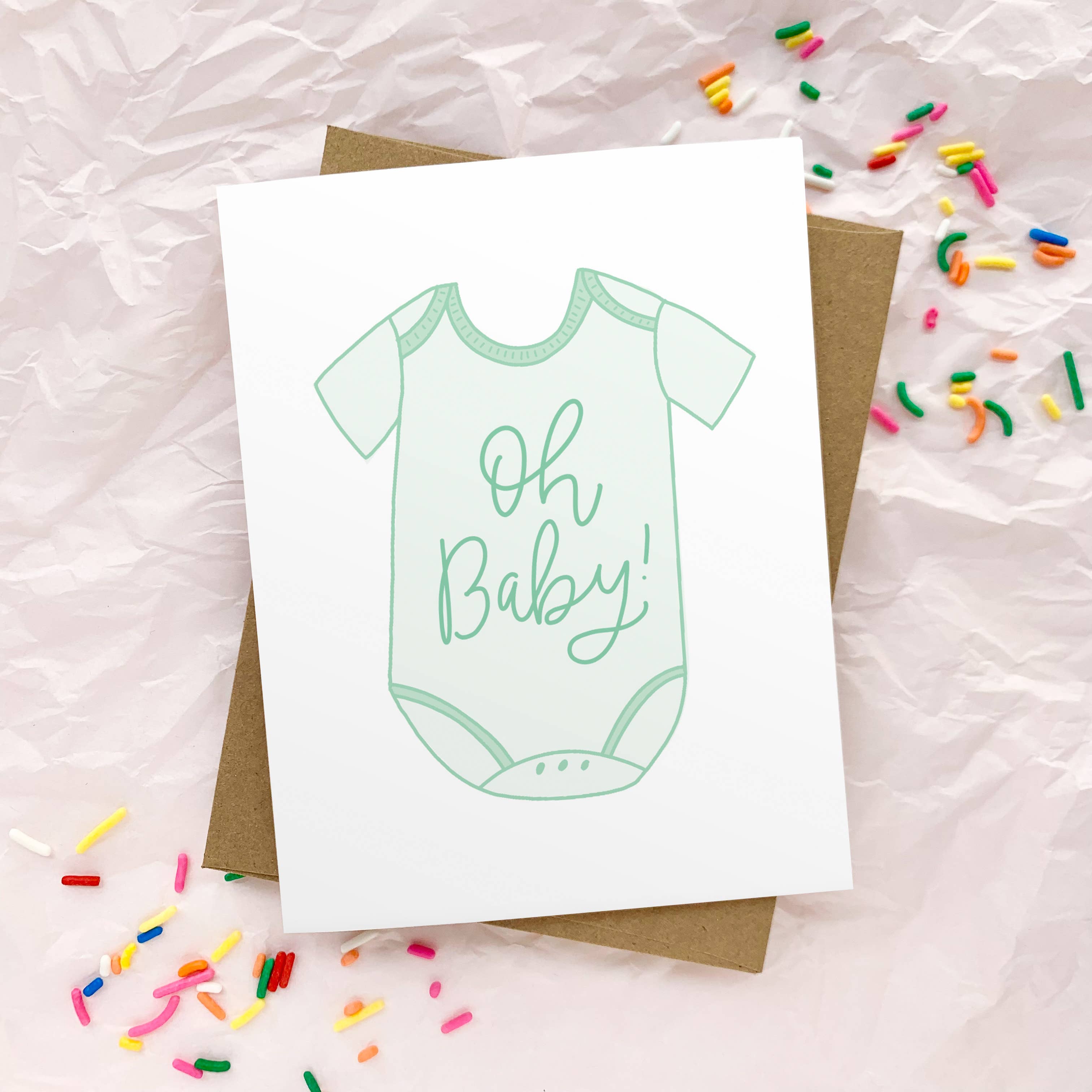 Happy Tines Design Co. – postal de bebé por atacado – Cartão de felicitações: Baby Oh Baby Onesie, Gênero Neutro0