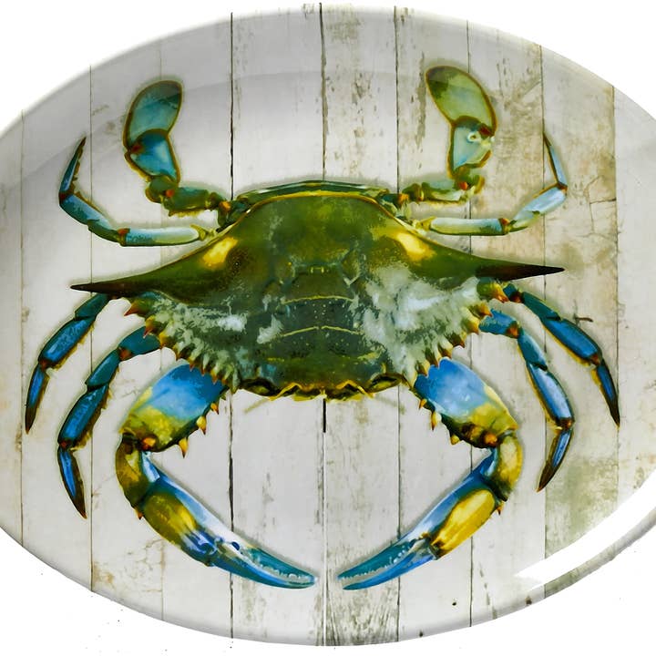 Blue Crab 16" Melamine Platter for wholesale by Galleyware