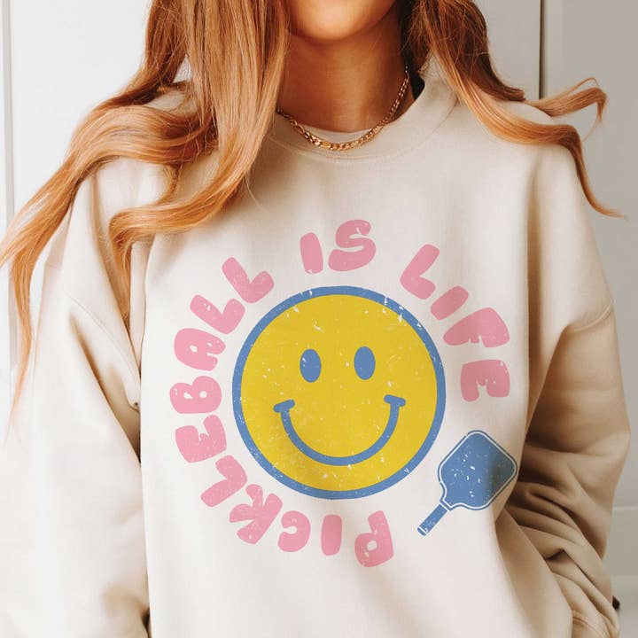 PICKLEBALL IS LIFE Oversized Graphic Sweatshirt for wholesale by A. BLUSH CO