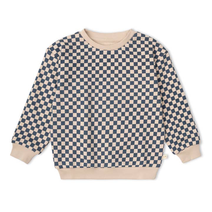 Organic Fleece Sweatshirt - Midnight Check for wholesale by Makemake Organics