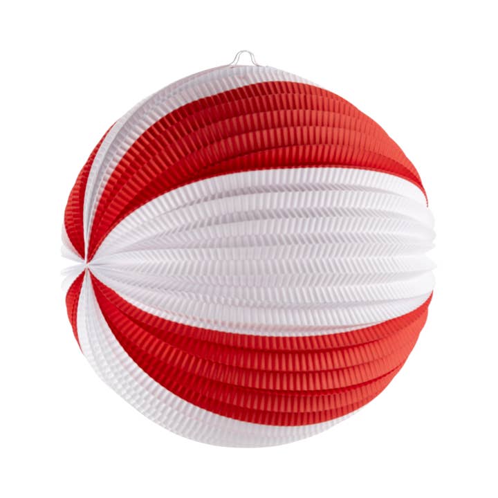 My Mind’s Eye – Engroshandel Lanterne – BEC1103 - røde og cremefarvede papirlanterner med harmonikadesign