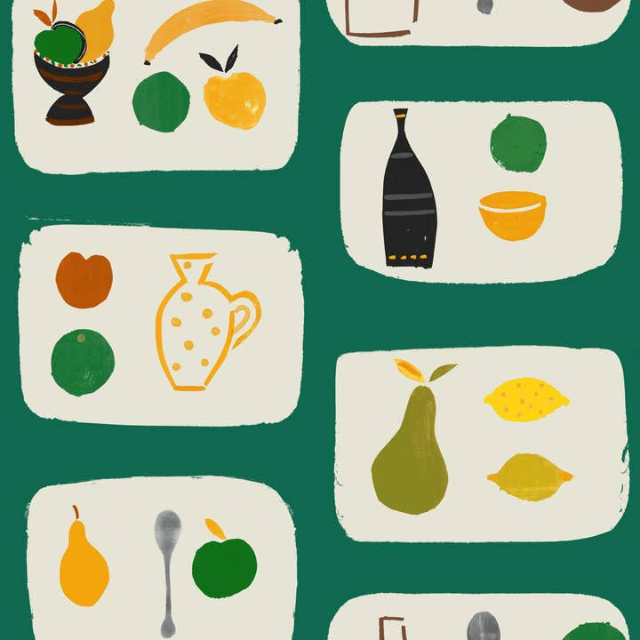 Carta da parati con frutta naive - Apple per la vendita all'ingrosso da parte di Sharon Jane Studio