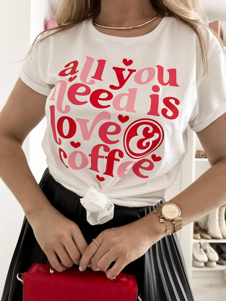 Kiss Couture - Wholesale Screen Printed T-Shirt - Women's - Love & Coffee — shirt