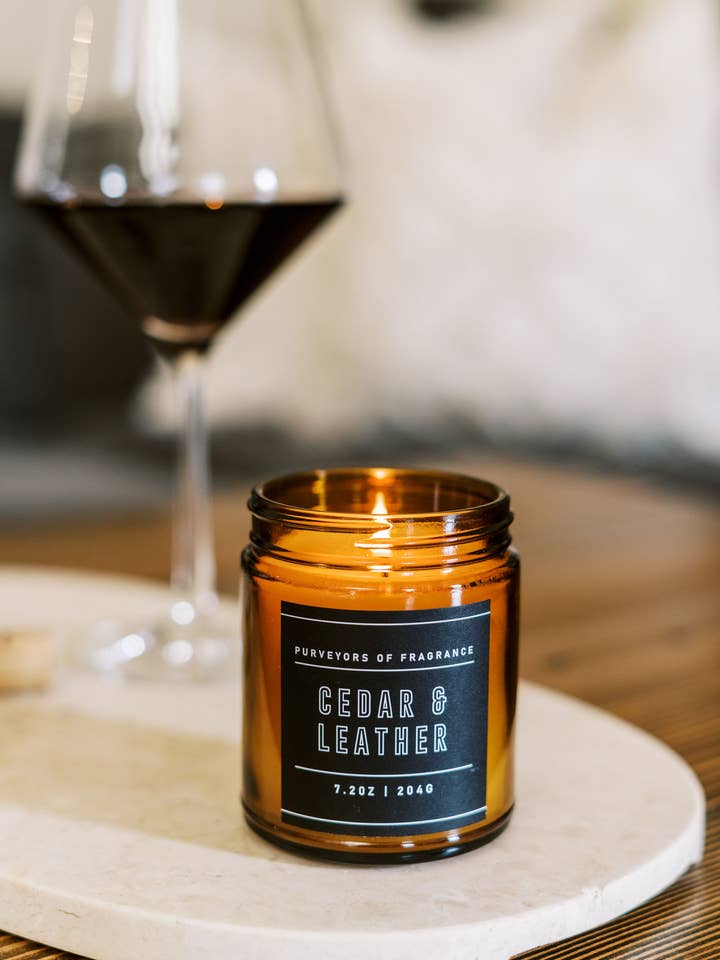 Cedar & Leather | 12.5 oz. Scented Candle for wholesale by Purveyors of Fragrance