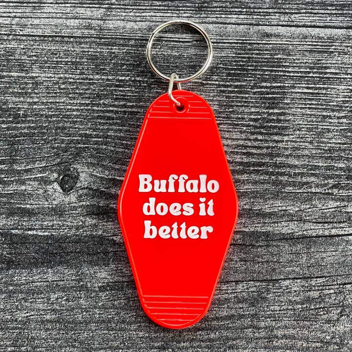 Buffalo does it better Bills red Hotel motel Keychain for wholesale by The Silver Spider