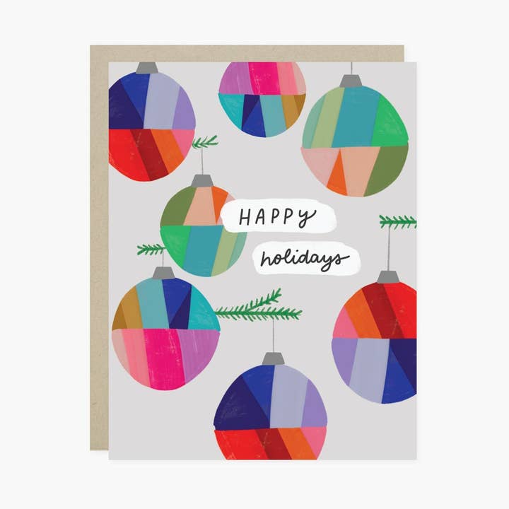 Colorful Ornaments Light Holiday Card for wholesale by Barone and Co.