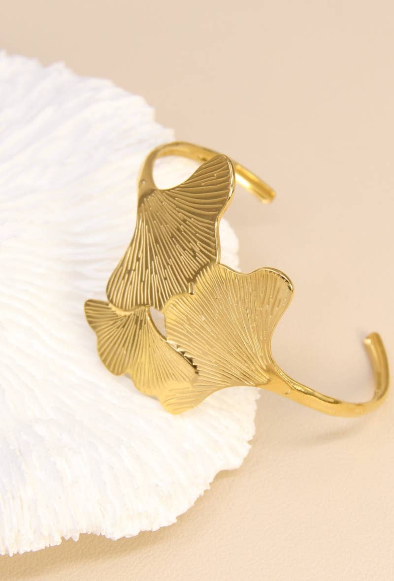 golden Ginkgo Leaf Bracelet in Stainless Steel for wholesale on Faire1