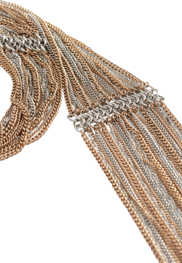 HoopLa – wholesale Scarf – Women's – Editorial Scarf Fringe Necklace-Two Tone-100% recycled steel2