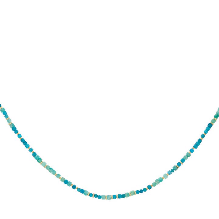 Collar de Oro con Amazonita y Apatita Allegra para venta al por mayor de Boho Betty
