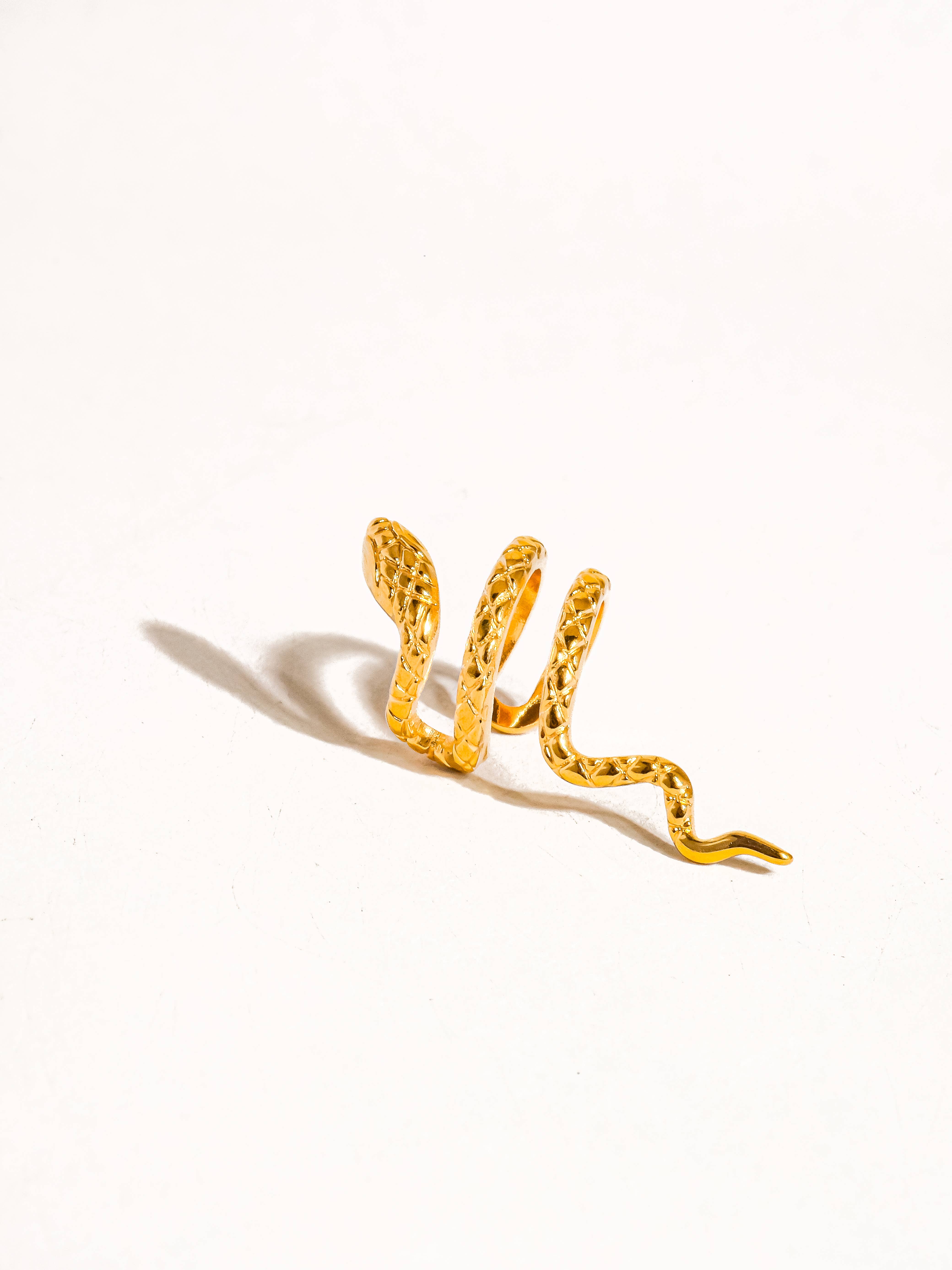 Khari 18K Gold Non-Tarnish Serpent Ear Cuff for wholesale on Faire3