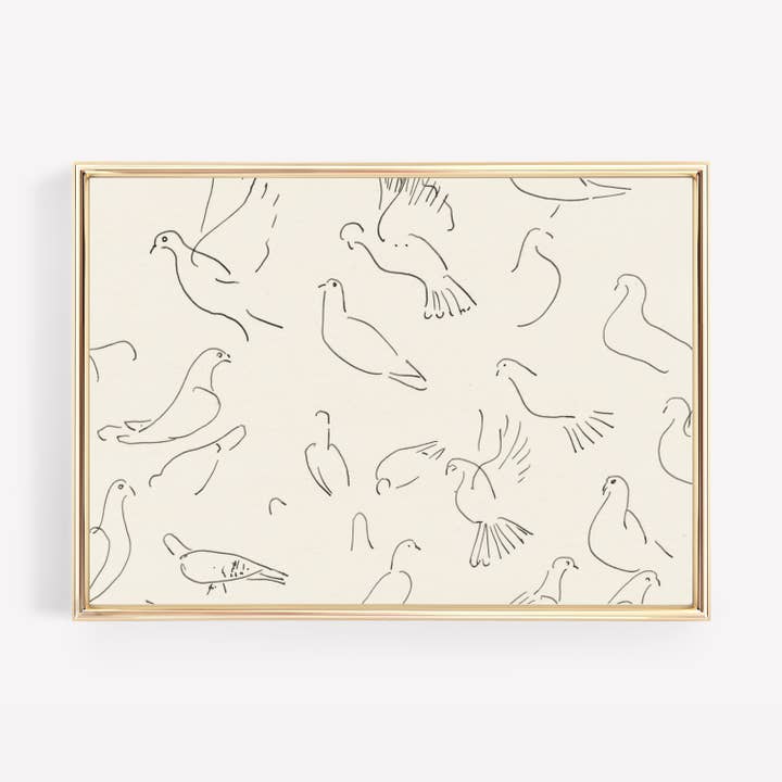 Soft Muted Birds Wall Art Print | Vintage Home Decor for wholesale by KIKIANDNIM