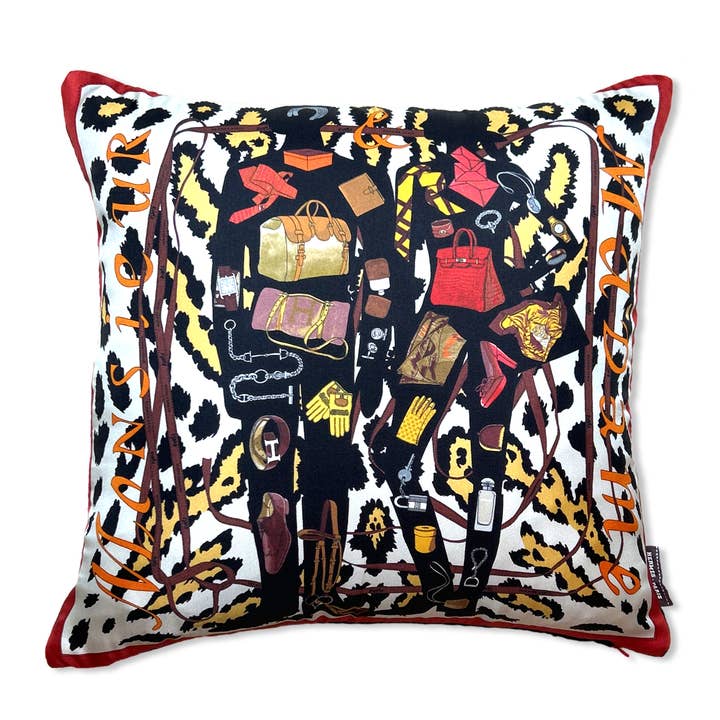 Hermes Monsieur et Madame Leopard Vintage Scarf Kudde 17" för wholesale av Vintage Luxe Up