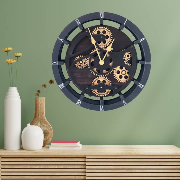 The Gears Clock - Wholesale Desk Clock - CANADA LINE DESK/WALL CLOCK 10 INCH VINTAGE BLACK13