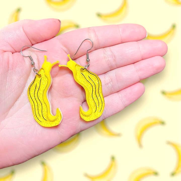 Smiley Moon Studio - Wholesale Dangle Earrings - Banana Slug Earrings