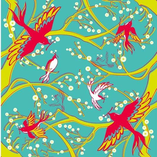 KOTO - Wholesale Gift Bag - Wrapping cloth(Furoshiki)—L—HANAKUI BIRD PATTERN-GREEN3