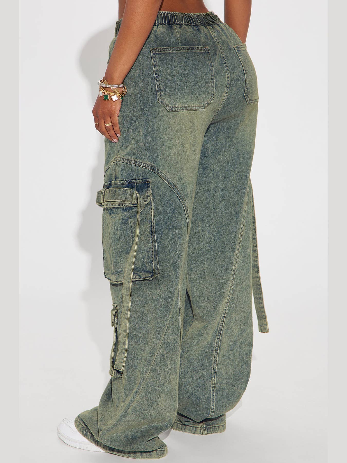BLUE HIP HOP CARGO PANTS BAGGY CARGO WIDE-LEG JEANS for wholesale on Faire4