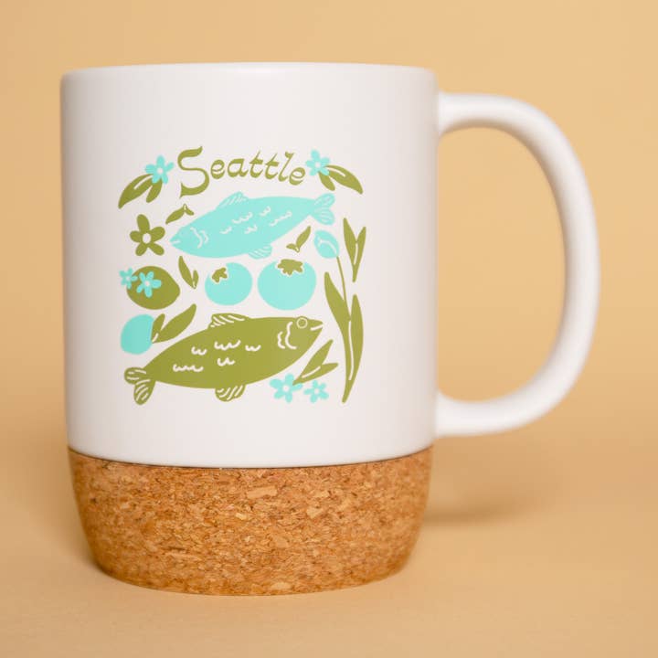 Seattle Farm Market Cork Mug for wholesale by Tender Loving Empire