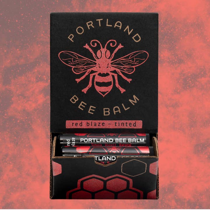 Portland Bee Balm - Wholesale Lip Balm - Red Tinted Beeswax Lip Balm Display - Natural Unscented 24ct2