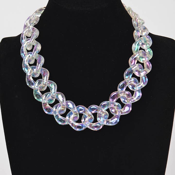Oversized AB Plastic Chain Necklace for wholesale on Faire