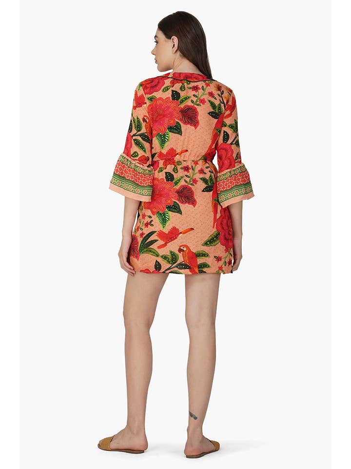 America & Beyond - Wholesale Dress - Women's - Set of 6 Coral Blossom Short Dress (S,M,L)3