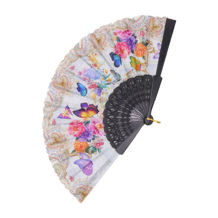 ASSORTED Butterfly Floral Paisley Filigree Handheld Folding Fan for wholesale on Faire3