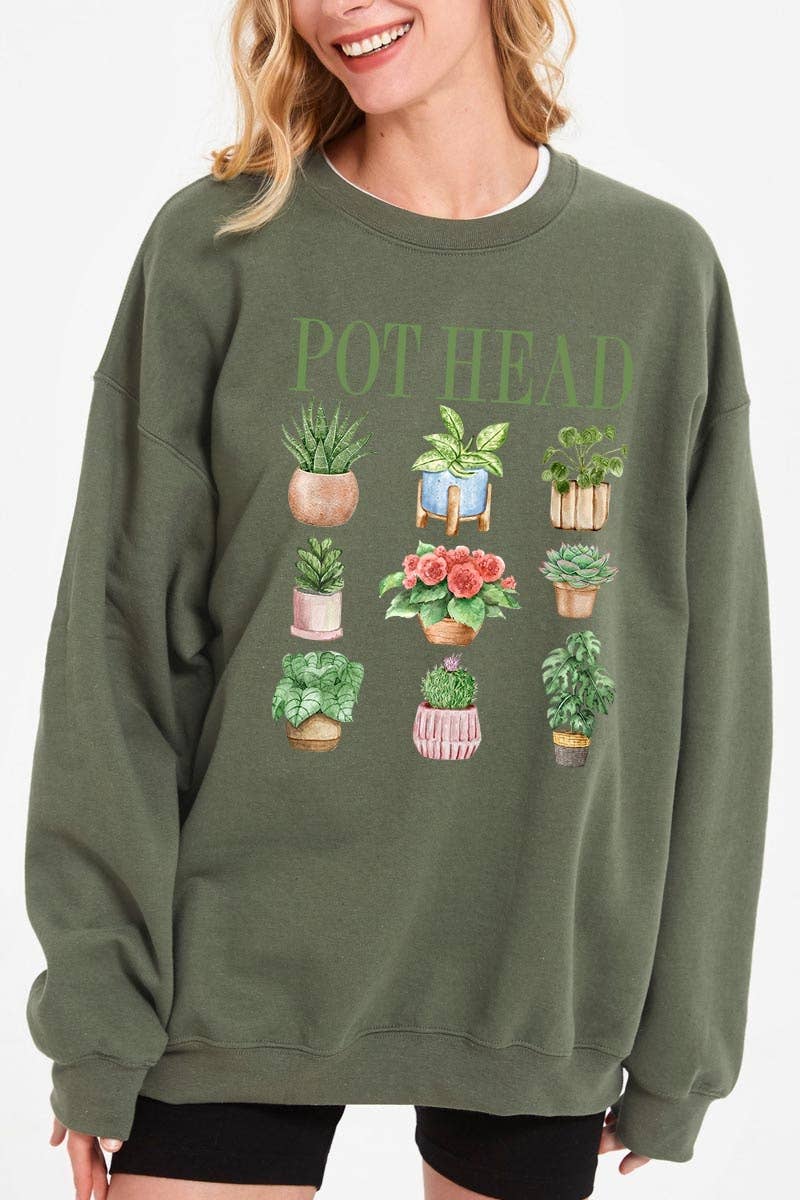 COLORBEAR - Wholesale T-Shirt (Graphic) - Women's - Pot Head Plant Lover Graphic Sweatshirt4