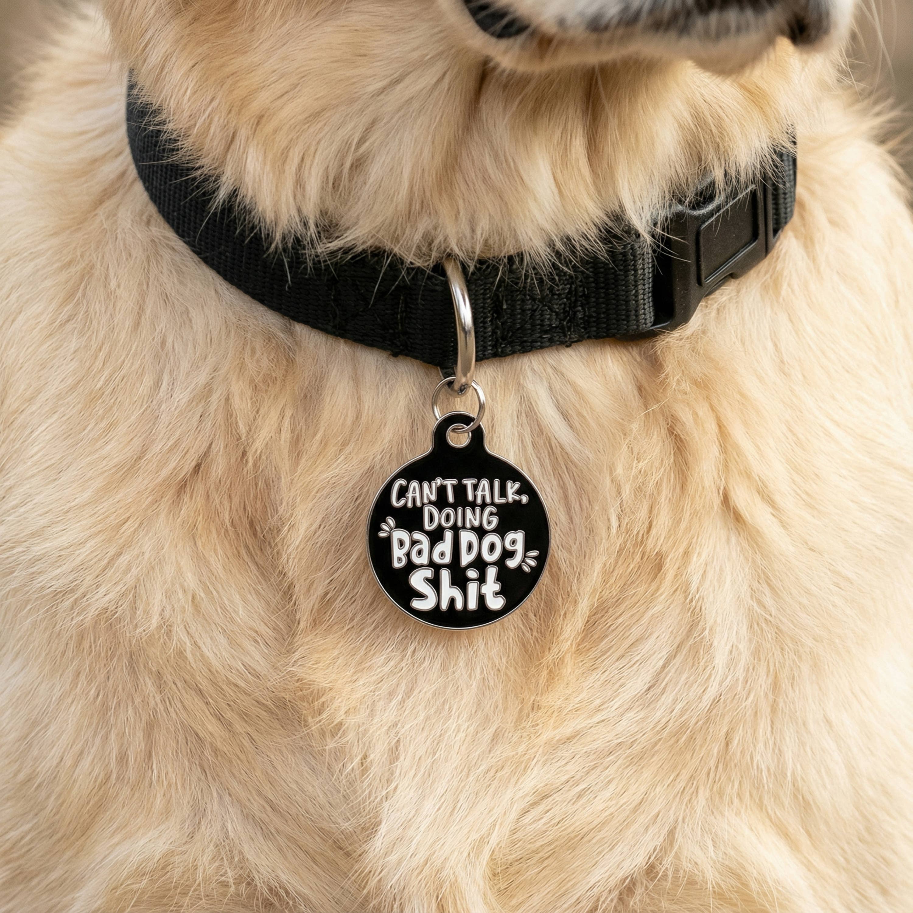 Bad Tags - Wholesale Pet Collar Charm - Cat/Dog - Enamel Dog Tag w/Scannable Pet ID - Bad Dog Shit2