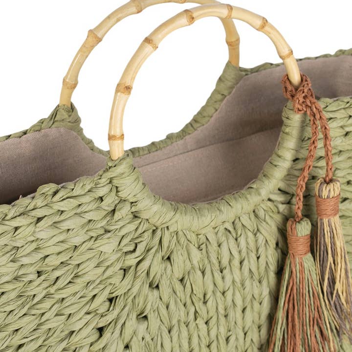 Kbas - Vendita all'ingrosso Borsa con manico - Donna - BORSA A MANO FIBRA NATURALE E TRACOLLA KAKI