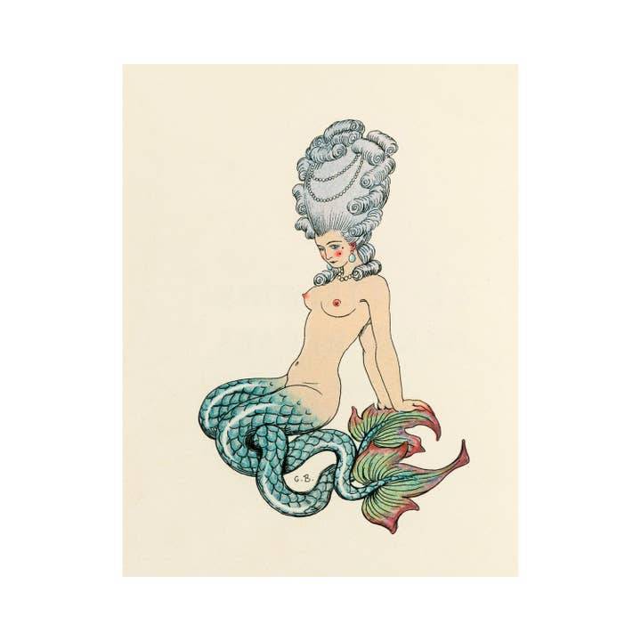 Rock Paper Scissors Wall Art - Wholesale Art Print - Vintage French mermaid art | Antique nude woman | Seductive Baroque siren | Ocean, water painting | Bathroom wall art | George Barbier
