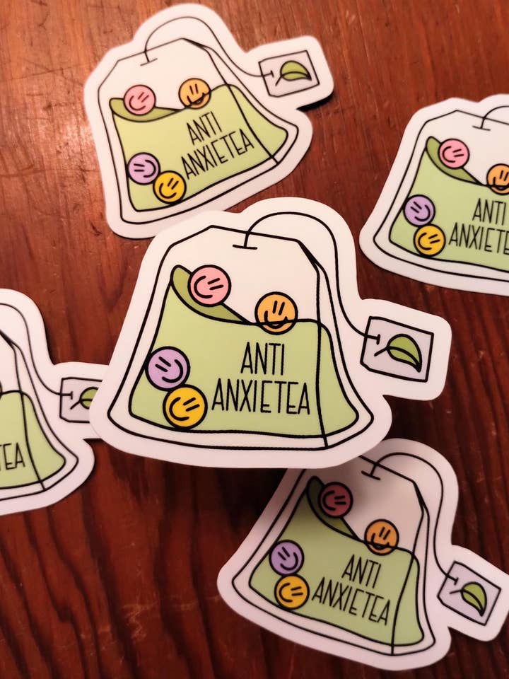 Anti-Anxiety Cute Tea Bag Sticker with Humor Decals for wholesale by The Crafty Bookworm3
