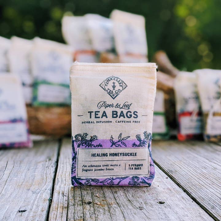 Piper & Leaf Artisan Tea Co - Wholesale Tea Bags - Healing Honeysuckle - 9 Tea Bags