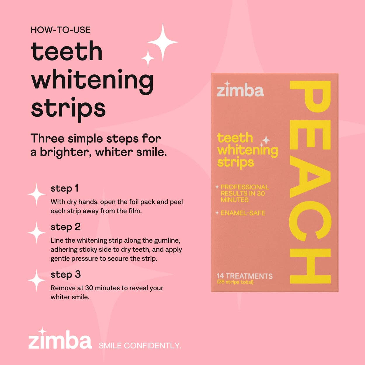 Zimba Whitening - Wholesale Teeth Whitener - Peach Teeth Whitening Strips5
