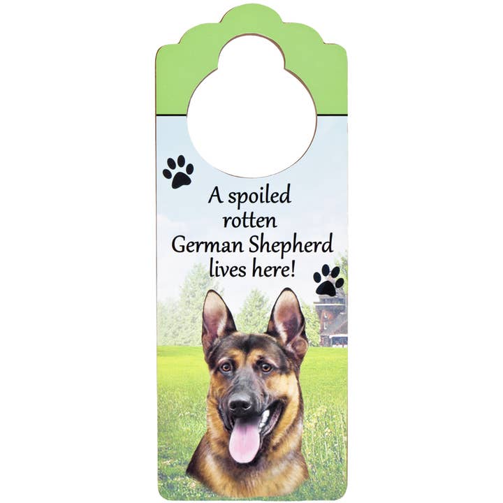 A Spoiled German Shepherd Lives Here Hanging Doorknob Sign for wholesale by Official Store