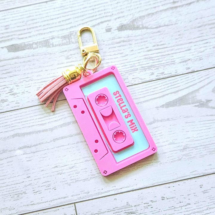 ShesSoCrafty Goods - Wholesale Keychain - Women's - Personalized Cassette Tape Keychain – Custom Mixtape Fob2