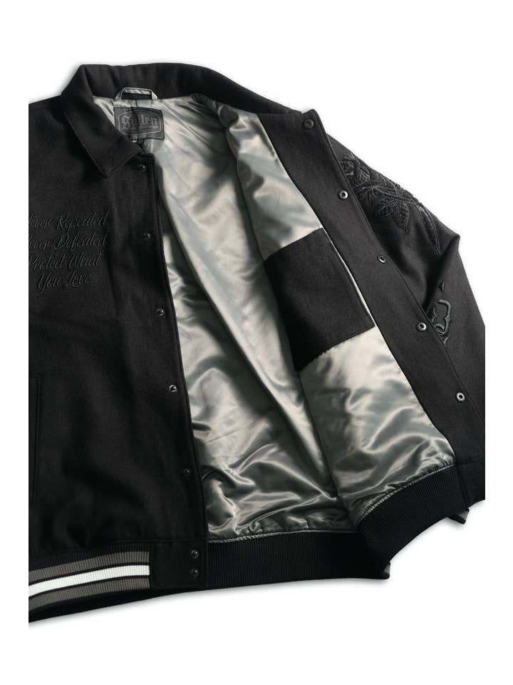 BLACK Art Scholar Varsity Jacket for wholesale on Faire7