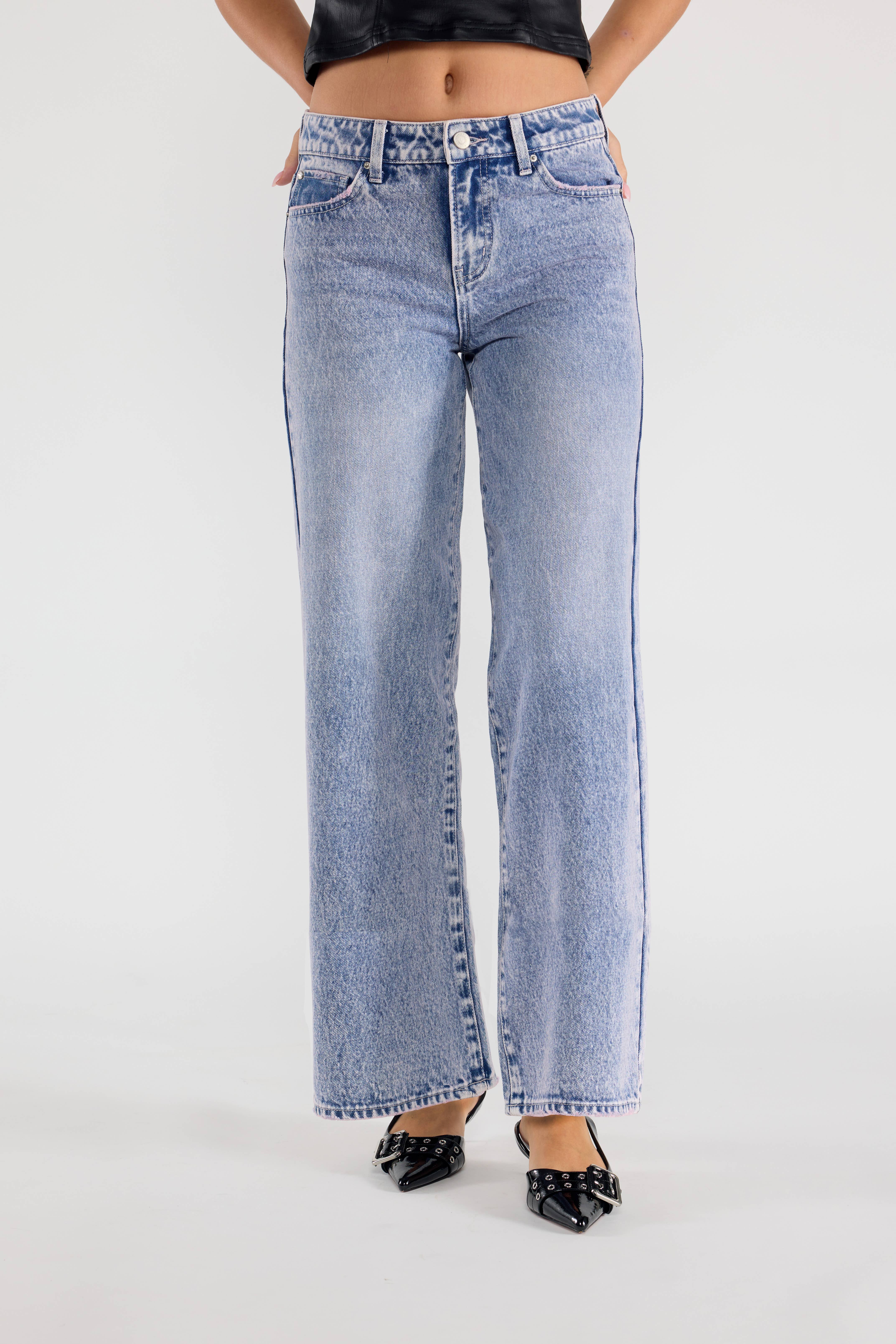 ENJEAN - Venta al por mayor Vaqueros - Mujer - JEANS DE PIERNA ANCHA RELAJADA DE CINTURA MEDIA OPEN PACK WEP36476