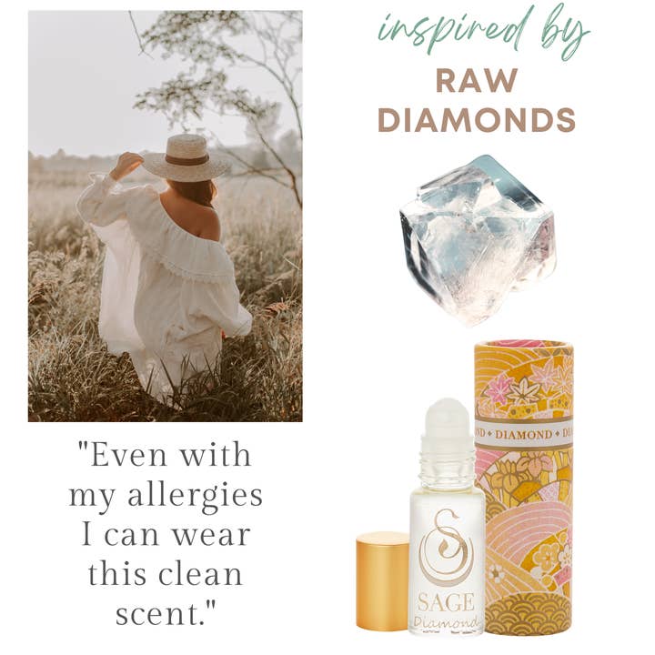 The Sage Lifestyle - A Gemstone Perfumery - Wholesale Roll-On Fragrance - Diamond Perfume Roller - Mini Perfume Oil - Long Lasting Scent 1/8 oz
2