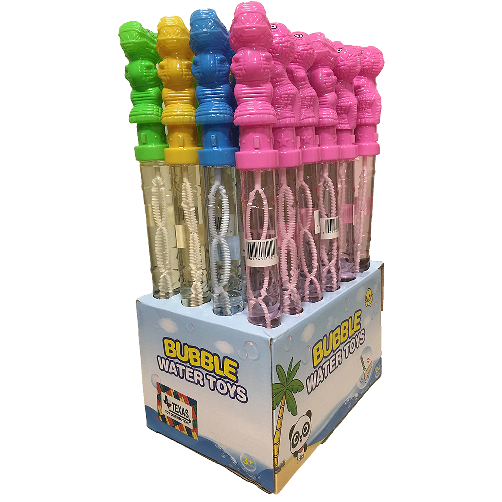 Texas Toy Distribution - Wholesale Bubble Wand - Kids - Dinosaur Bubble Wand Display, x24 wands in 4 colors1