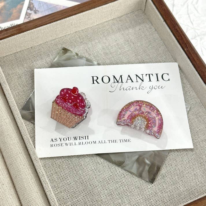 SoapElenGlen - Wholesale Hair Clip - Women's - Acrylic Glitter Baking Series Mini Hair Claw Clips10