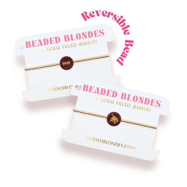 Bracelet à logo retourné de l'État du Texas en or pour la vente par Beaded Blondes