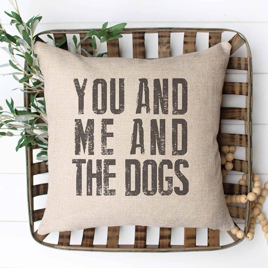 Burlap You Me and the Dogs Pillow, Pet Throw Pillow, Dog Home Decor for wholesale on Faire0
