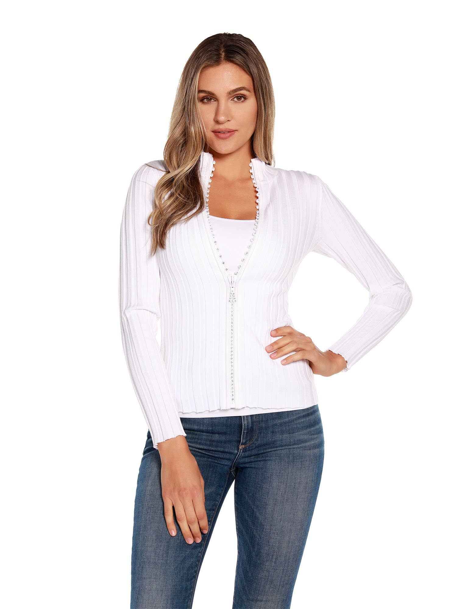 Belldini - Wholesale Knit Sweater - Women's - Women's Diamond Zip Front Mock Neck Sweater9